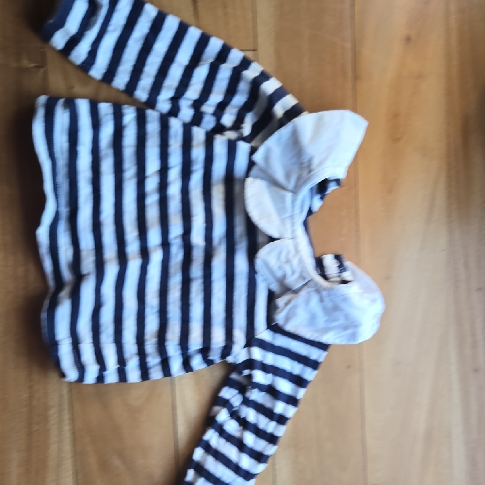 jacadi shirt collar peter pan white, black and white stripes